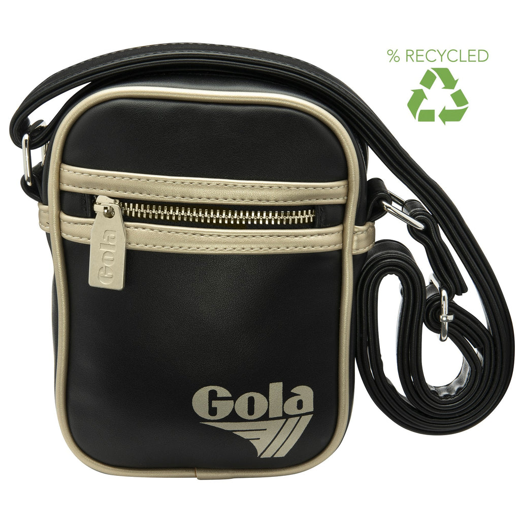 Black and white Gola shoulder bag made from recycled materials.