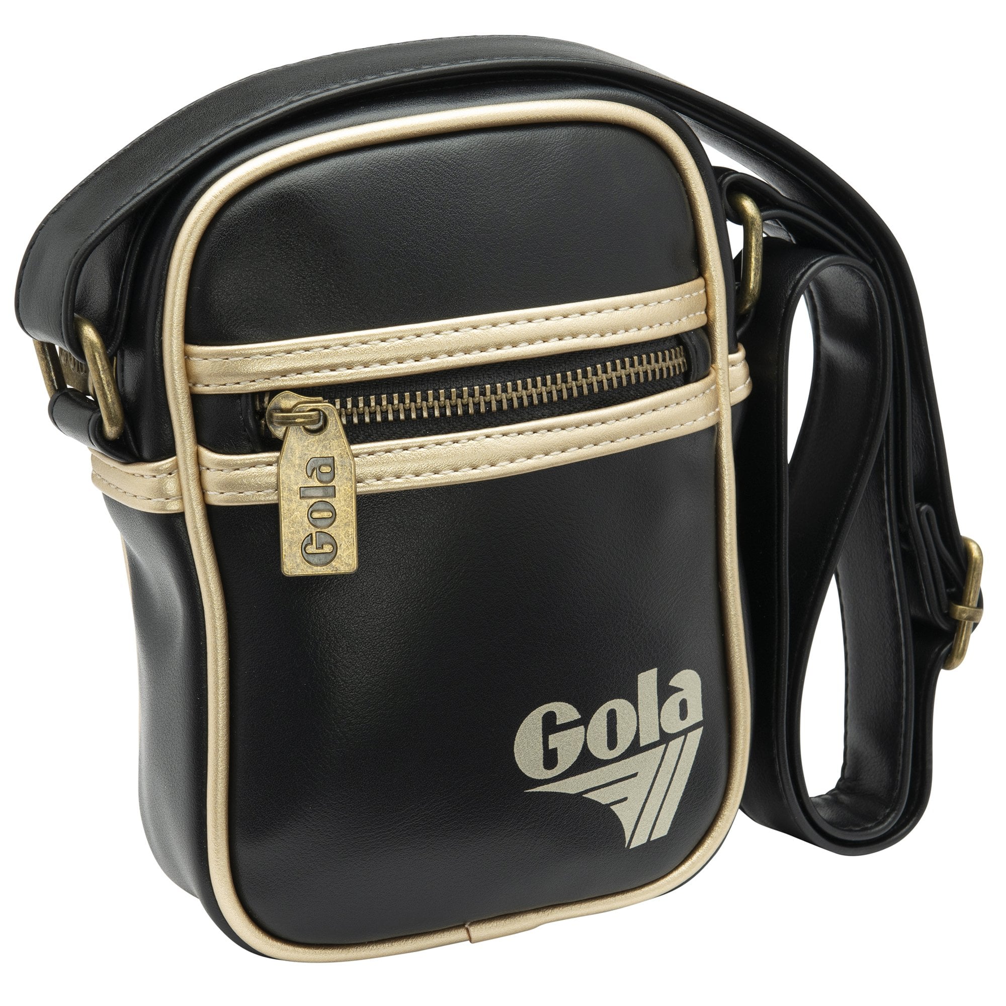 A sleek black Gola shoulder bag with gold accents.