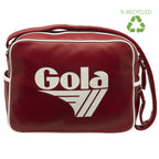 Front view of the Gola Red and White Shoulder Bag, made with recycled materials.