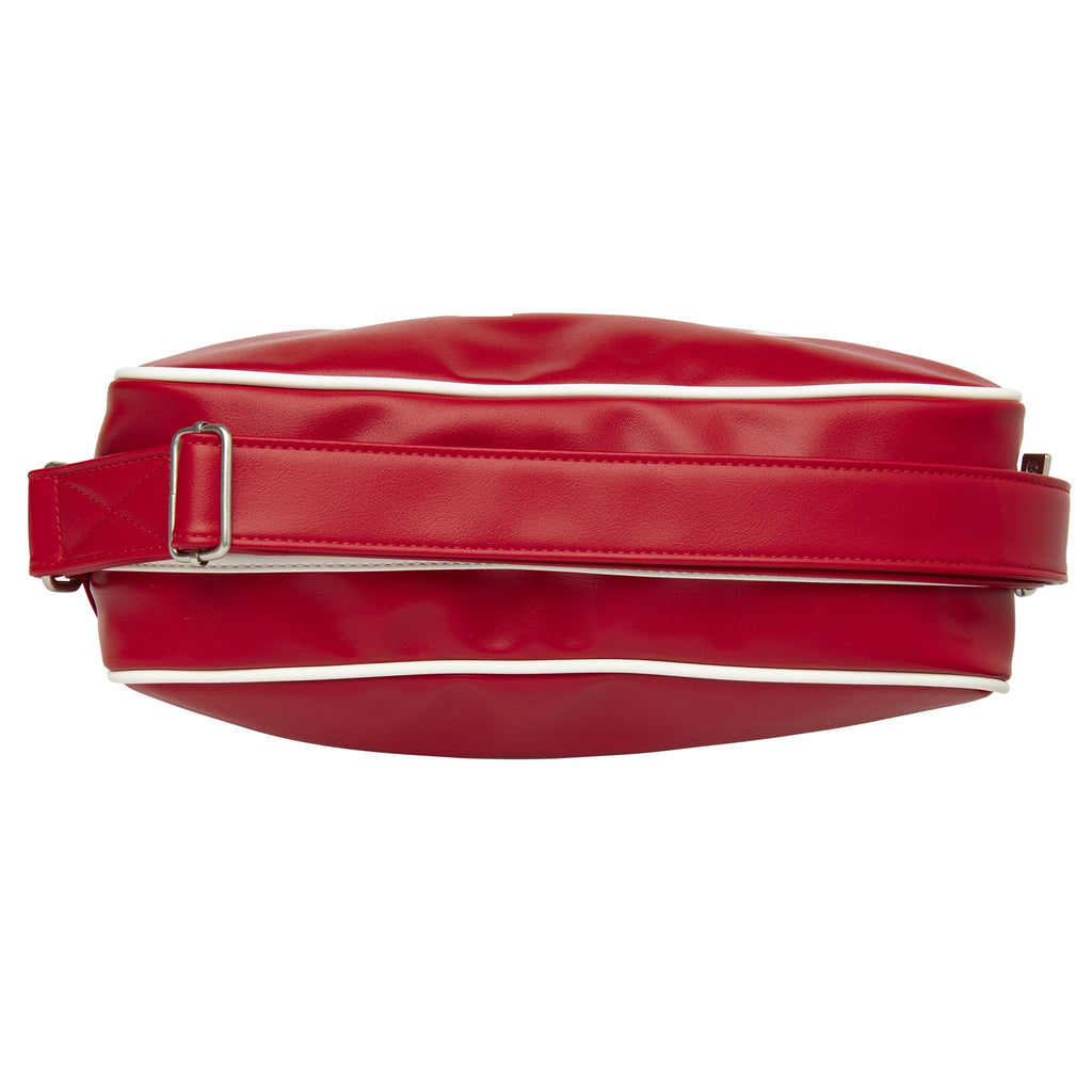 Top view of the Gola Red and White Shoulder Bag, highlighting the strap and piping.