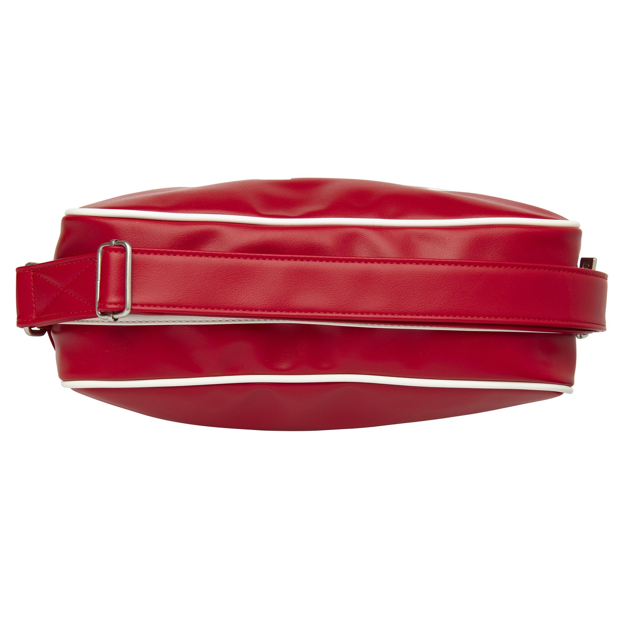Top view of the Gola Red and White Shoulder Bag, highlighting the strap and piping.