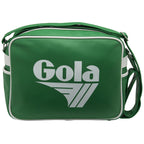 Front view of green Gola bag with white logo and trim.