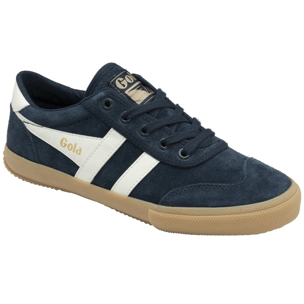 A single Gola men's sneaker in navy and off-white with a gum sole, facing right.