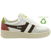 Gola Classics Women's Grandslam Trident Trainers - White/Dark Brown/Moss - White/Dark Brown/Moss