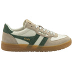 A single Gola low-top sneaker in beige, white, and green with a gum sole.