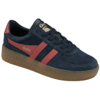 A single Gola men's sneaker in navy and red at an angle.