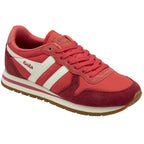 A red Gola trainer. 