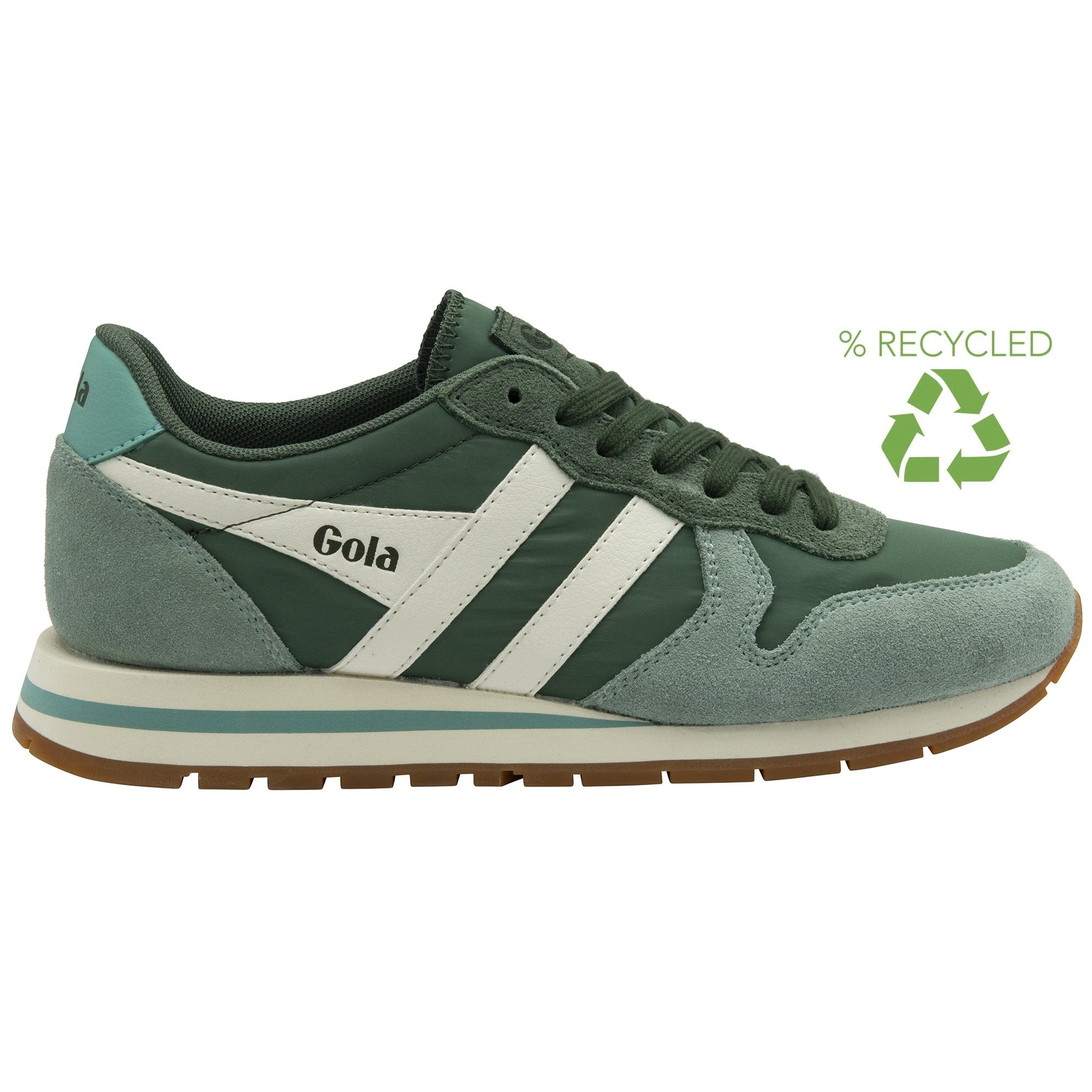 A recycled men's Gola Trainer, side profile. 