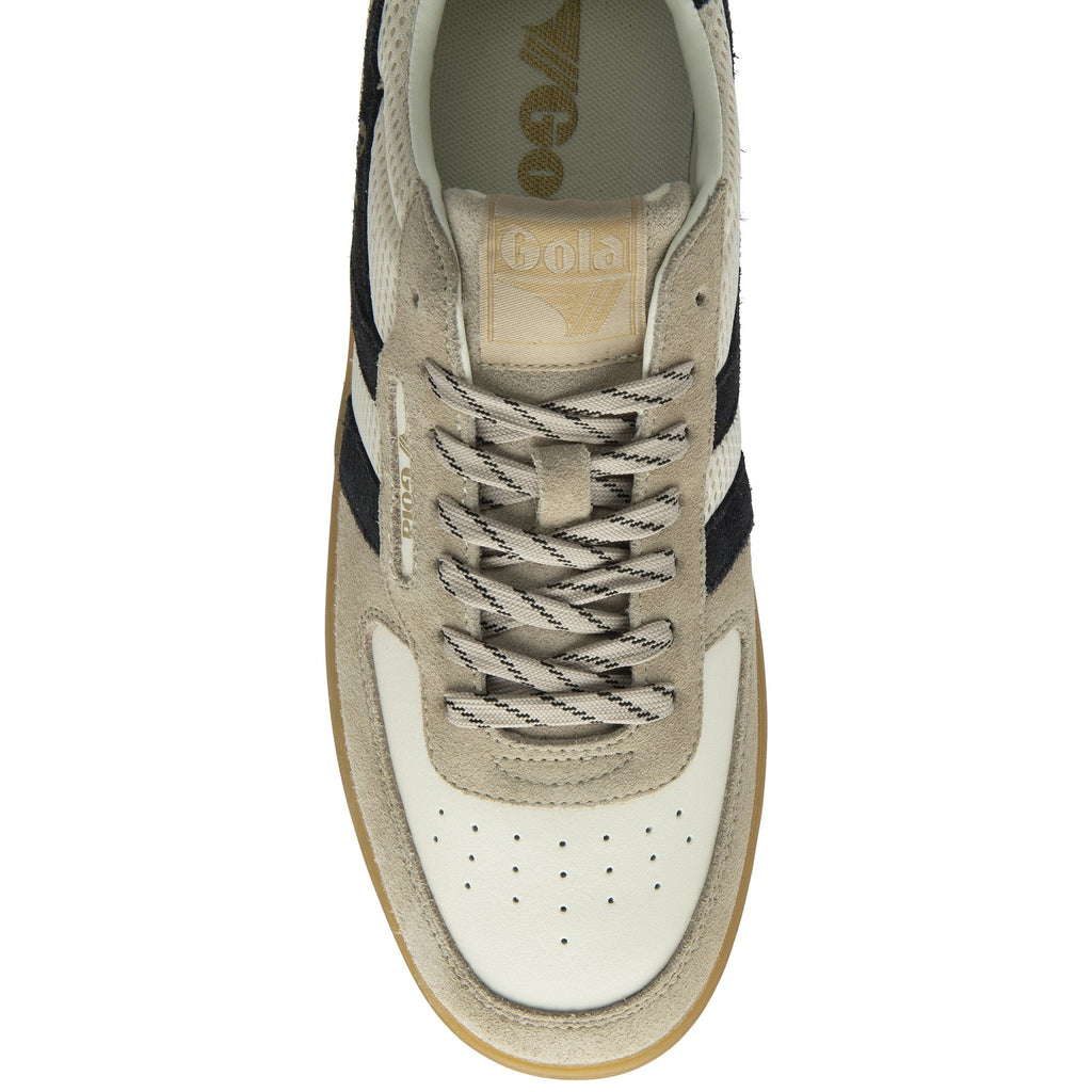Top-down view of a single Gola low-top sneaker, highlighting the laces and toe.