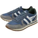 A pair of blue and grey Gola men's sneakers from the front right side.