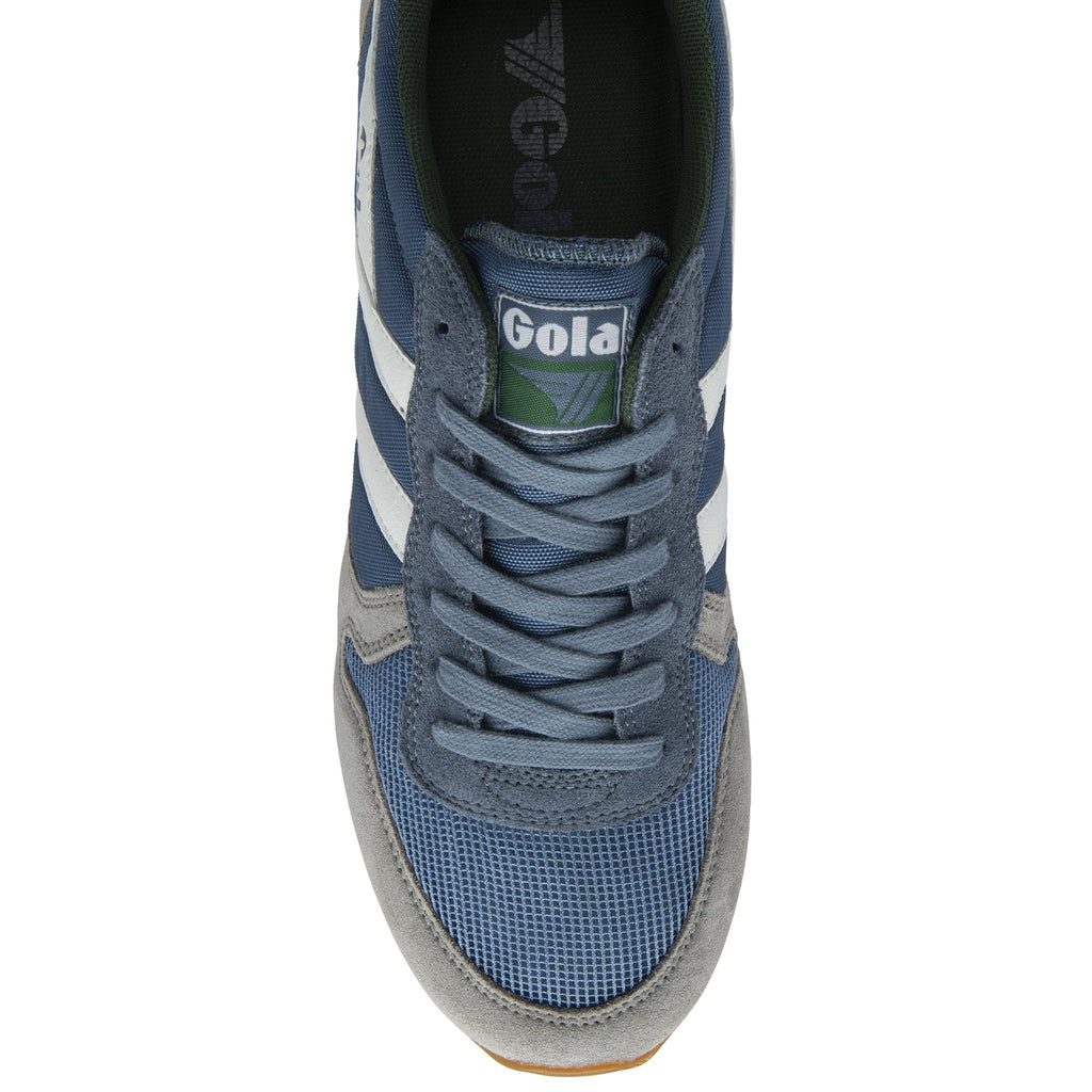 A single blue and grey Gola men's sneaker from a top-down view.