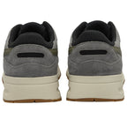 Rear view of two Gola men's shoes in black, gray, and olive.