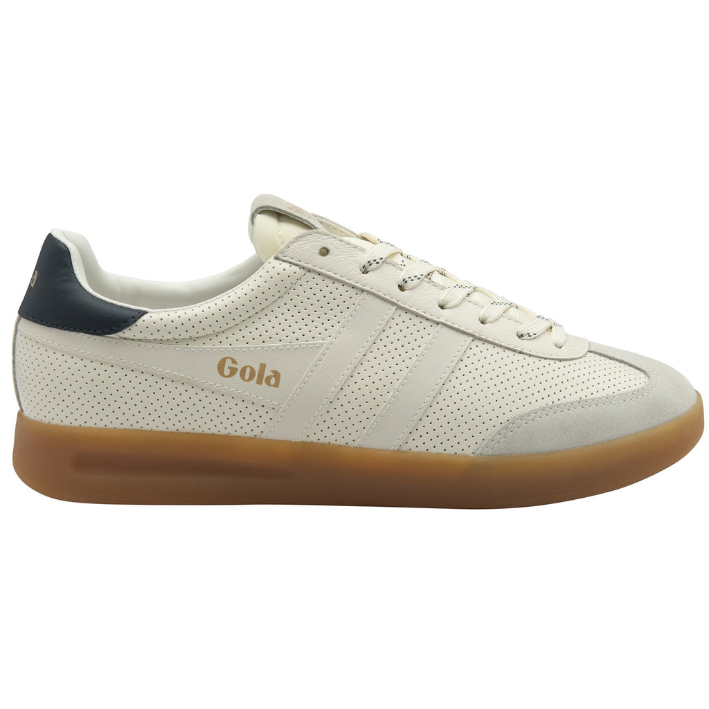 A single Gola men's sneaker in off-white with a gum sole, shown from a side view.