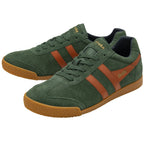 A pair of Gola men's Harrier sneakers in green and brown.