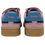 Rear view of two Gola children's sneakers, showing blue heel tabs.