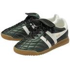 Pair of black and white Gola men's sneakers with gum soles. 