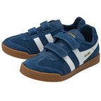 Pair of Gola Kids Coaster velcro navy shoes.