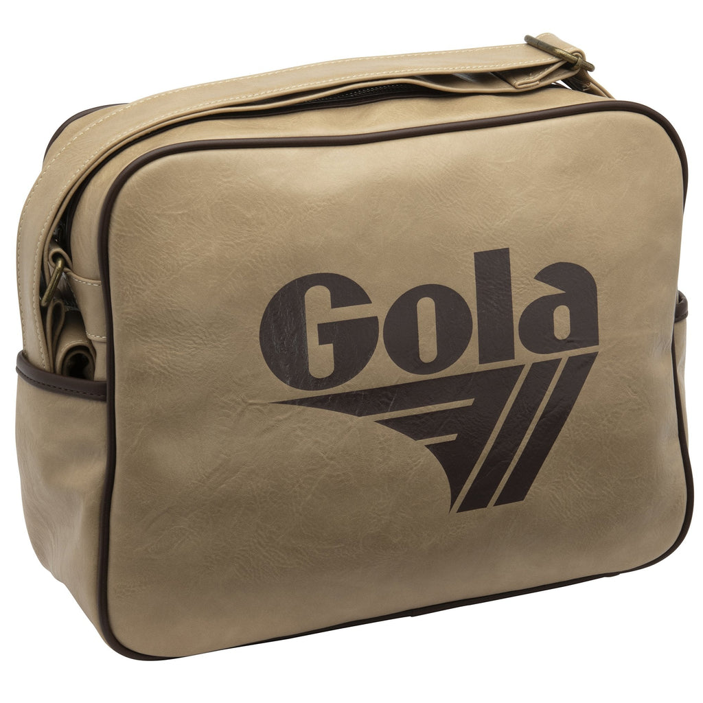 Side view of Gola Redford  bag in khaki and black, showcasing texture.