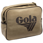 Side view of Gola Redford  bag in khaki and black, showcasing texture.