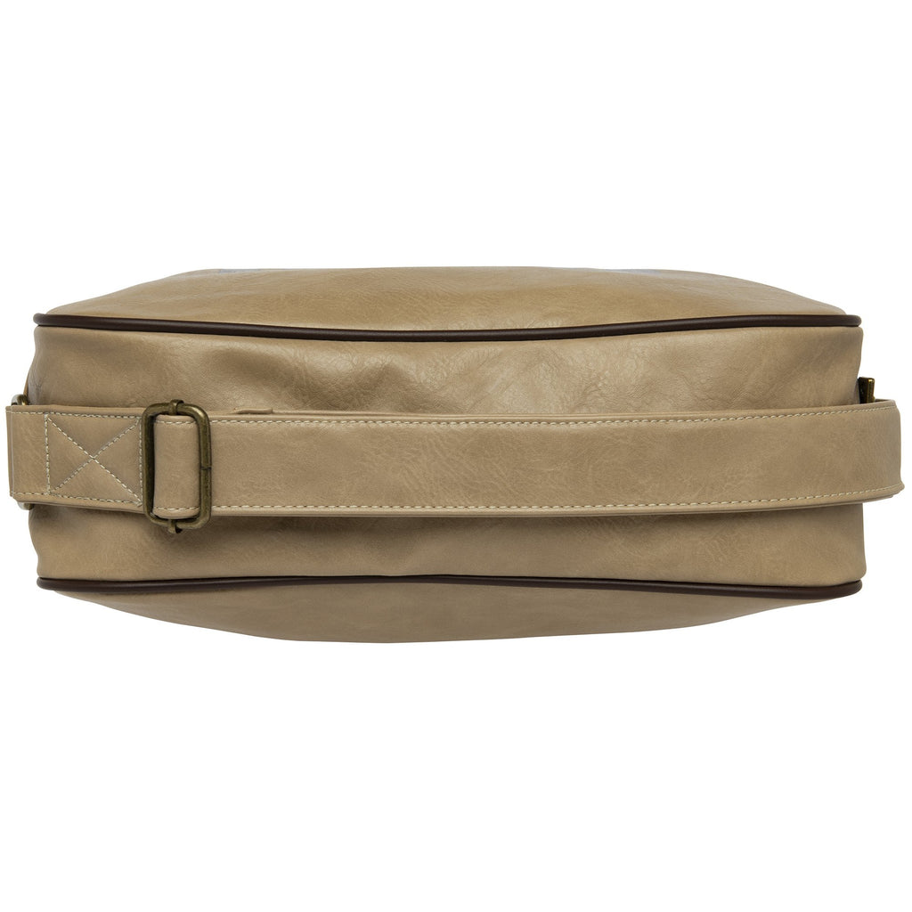 Top view of Gola Redford  bag in khaki and black, showing the strap detail.