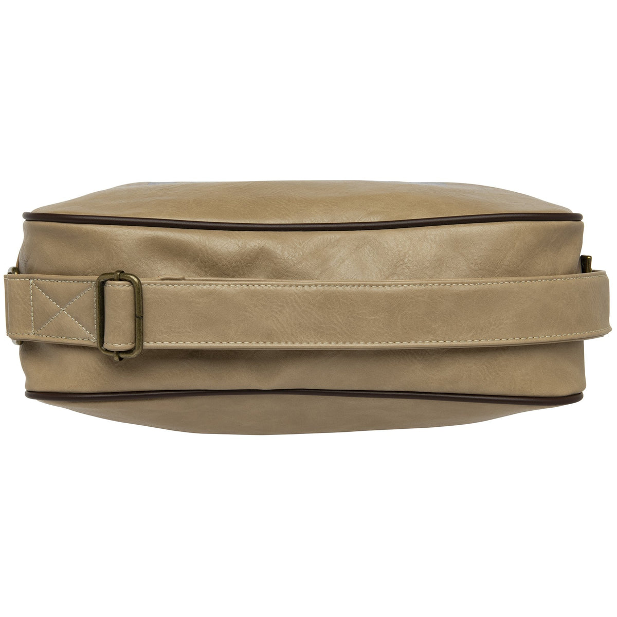 Top view of Gola Redford  bag in khaki and black, showing the strap detail.