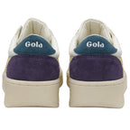 Rear view of two Gola sneakers with purple and teal accents.