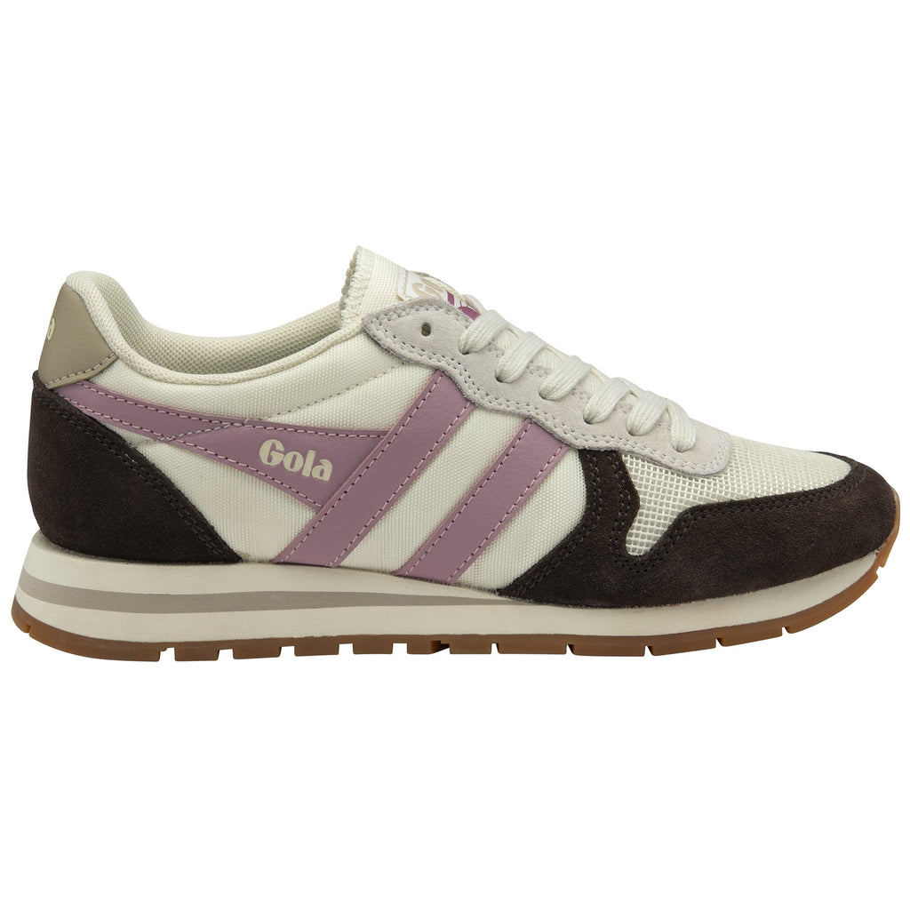 Gola women's sneakers in cream, brown, and lavender.