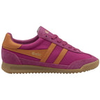 A single Gola women's trainer in pink and orange with a brown sole.
