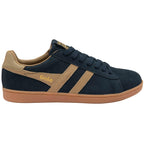Navy and tan trainer with 'Gola' branding on a white background