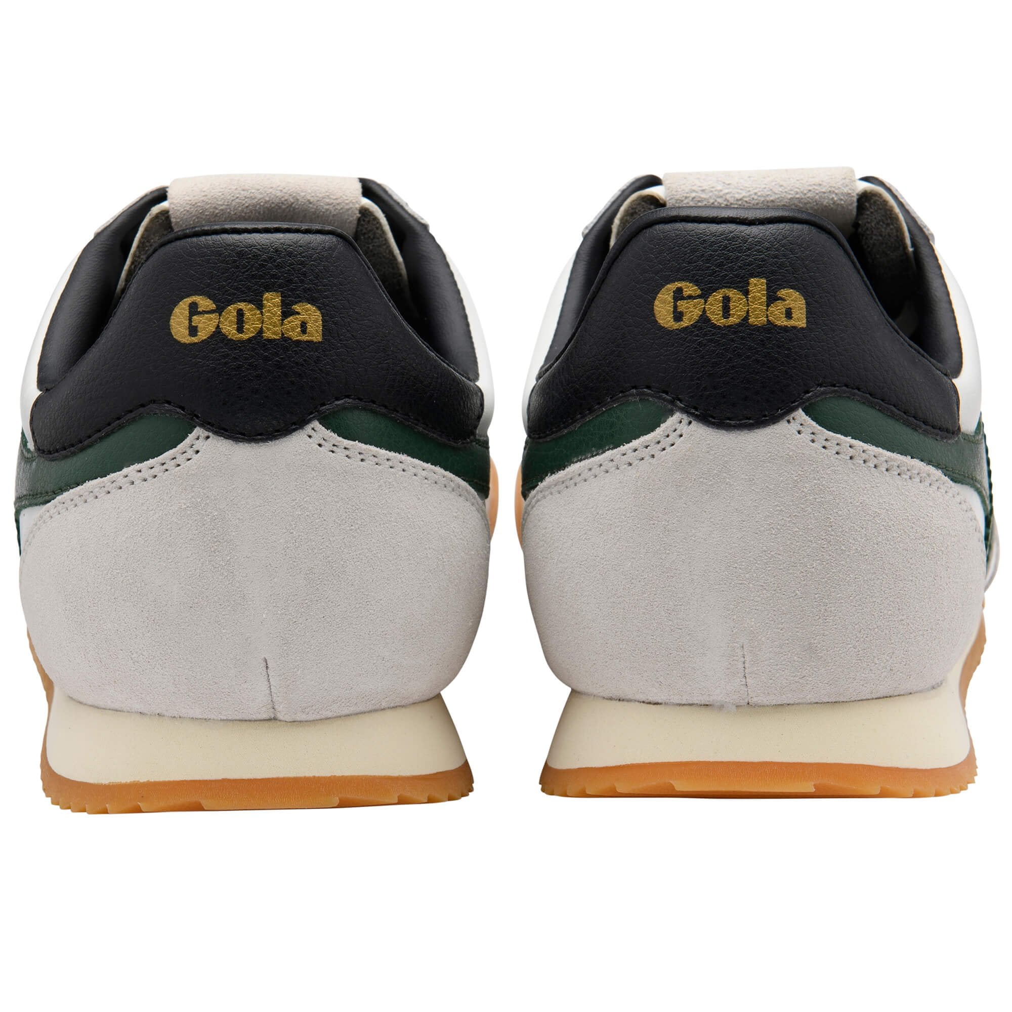 Pair of Gola trainers shown from the back on a white background
