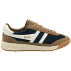 Gola men's trainer in navy and tan with white stripes