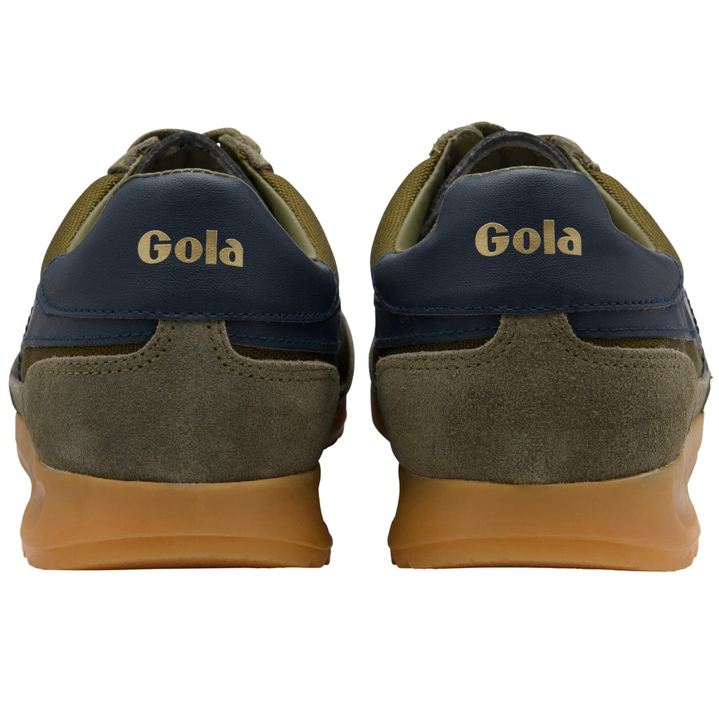 Pair of Gola trainers shown from the back on a white background