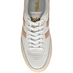 White Gola trainer with brown accents on a white background