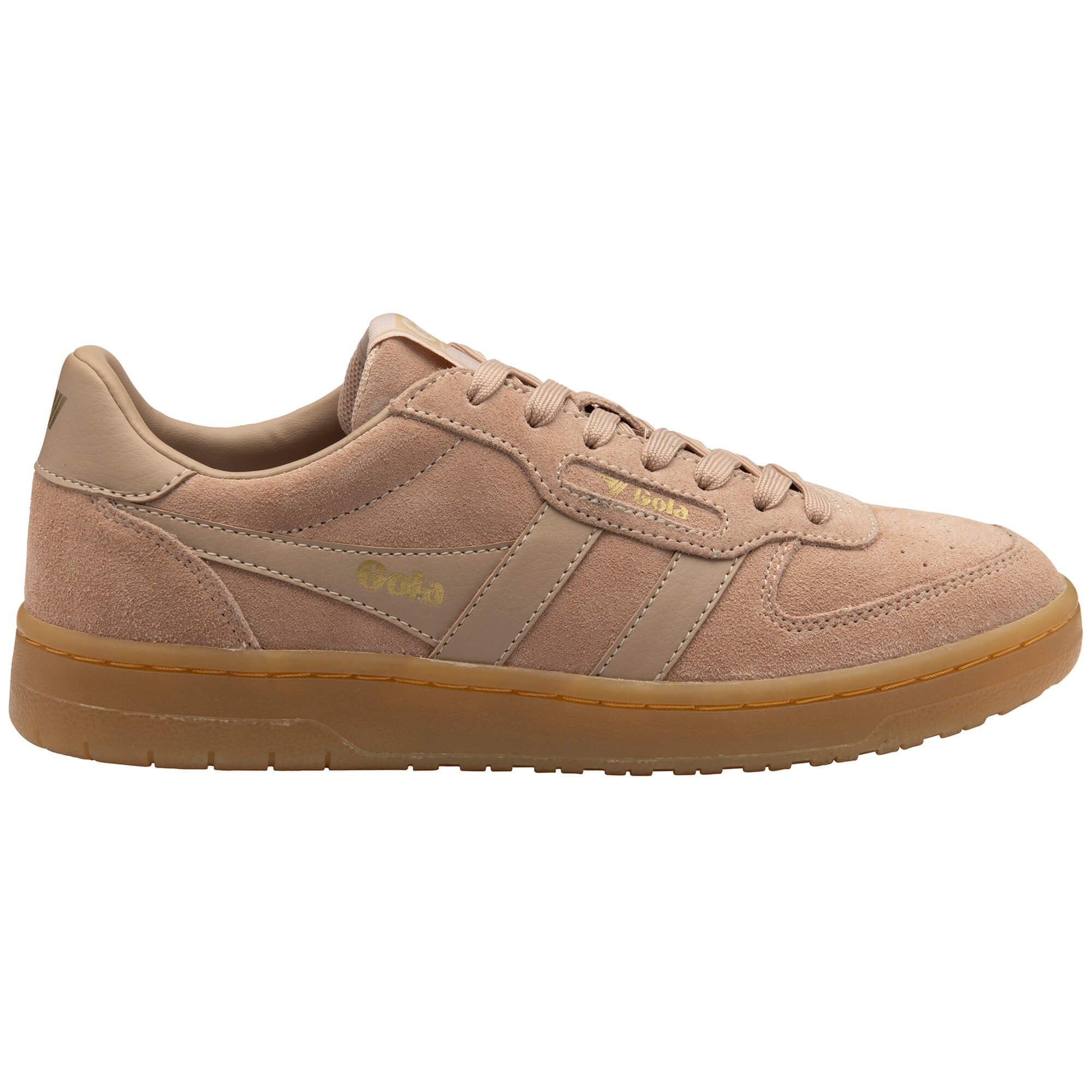 Gola trainers in blush pink with a gum sole on a white background