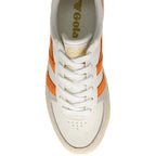 White Gola trainer with orange accents on a white background