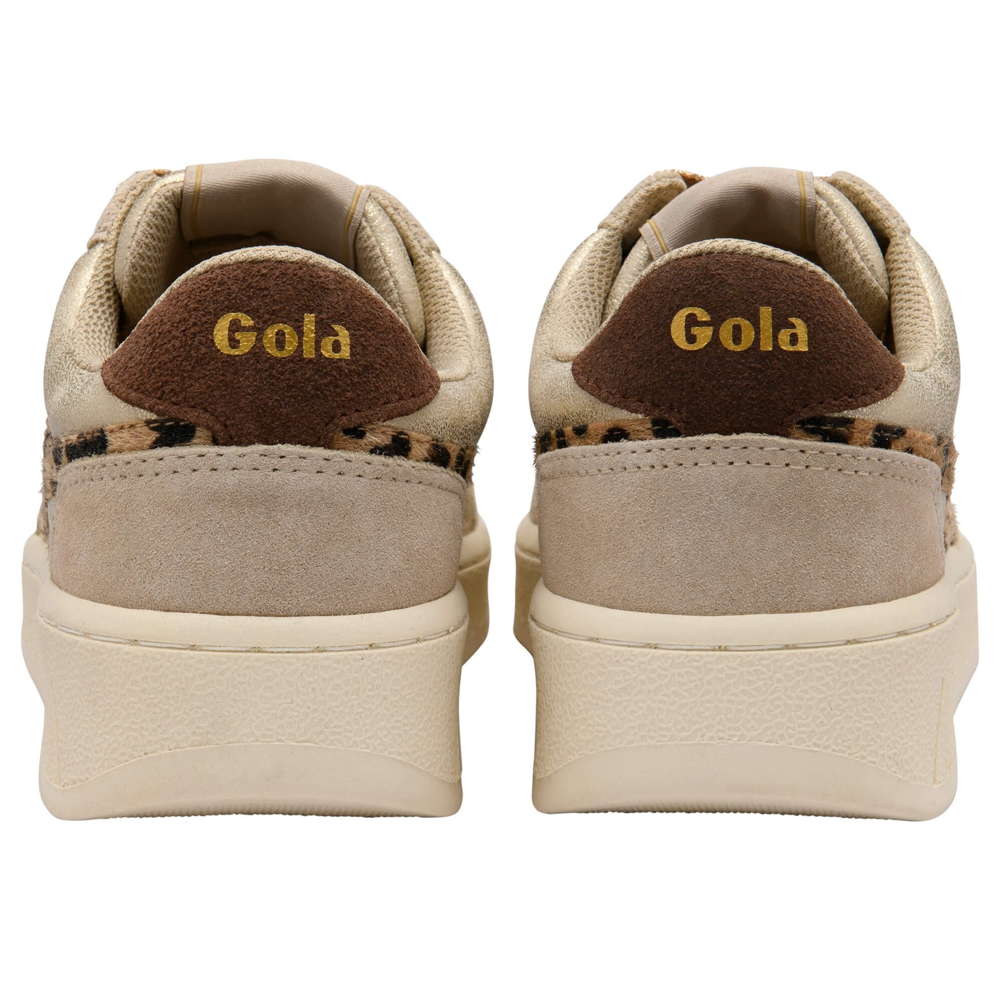 Pair of Gola trainers shown from the back on a white background