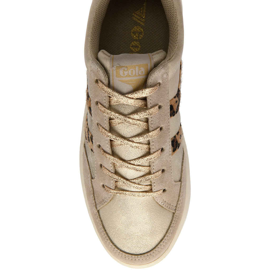 Beige Gola trainer with brown accents on a white background