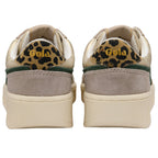 Pair of Gola trainers with leopard print accents on a white background