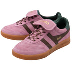 Pink Gola trainers with brown accents on a white background
