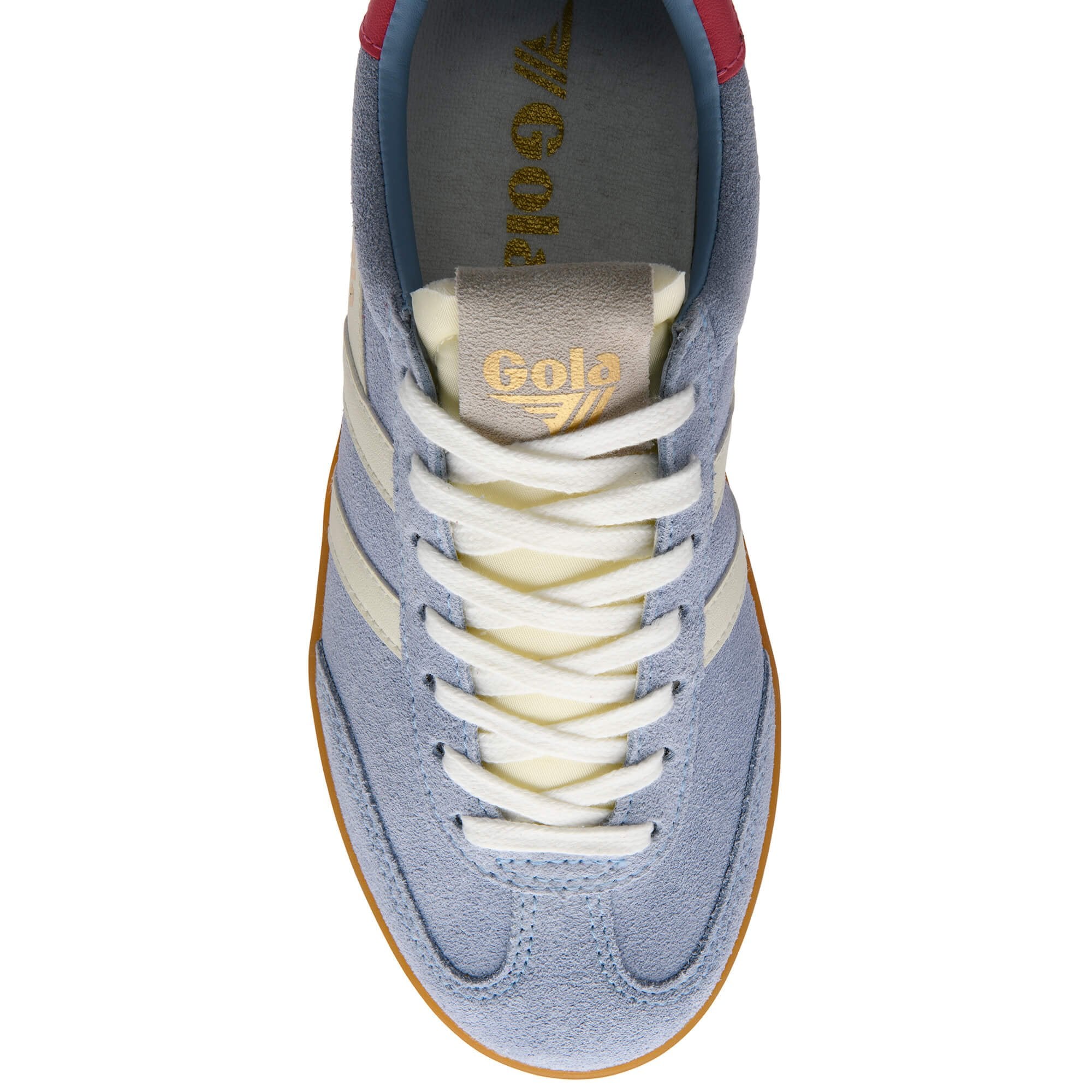 Blue Gola trainer with white laces on a white background
