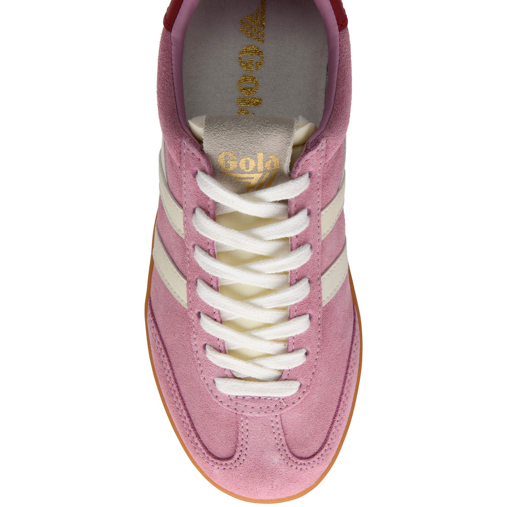 Pink Gola trainer with white laces on a white background