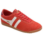 Gola trainers in red with white stripes and a gum sole on a white background