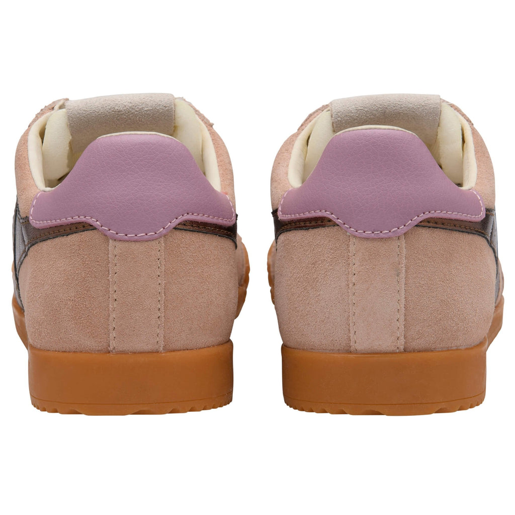 Pair of Gola trainers with purple accents on a white background