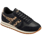 Black Gola trainer with leopard print detail and gold branding