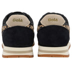 Pair of Gola trainers, black with leopard print trim and beige heel tab with Gola logo