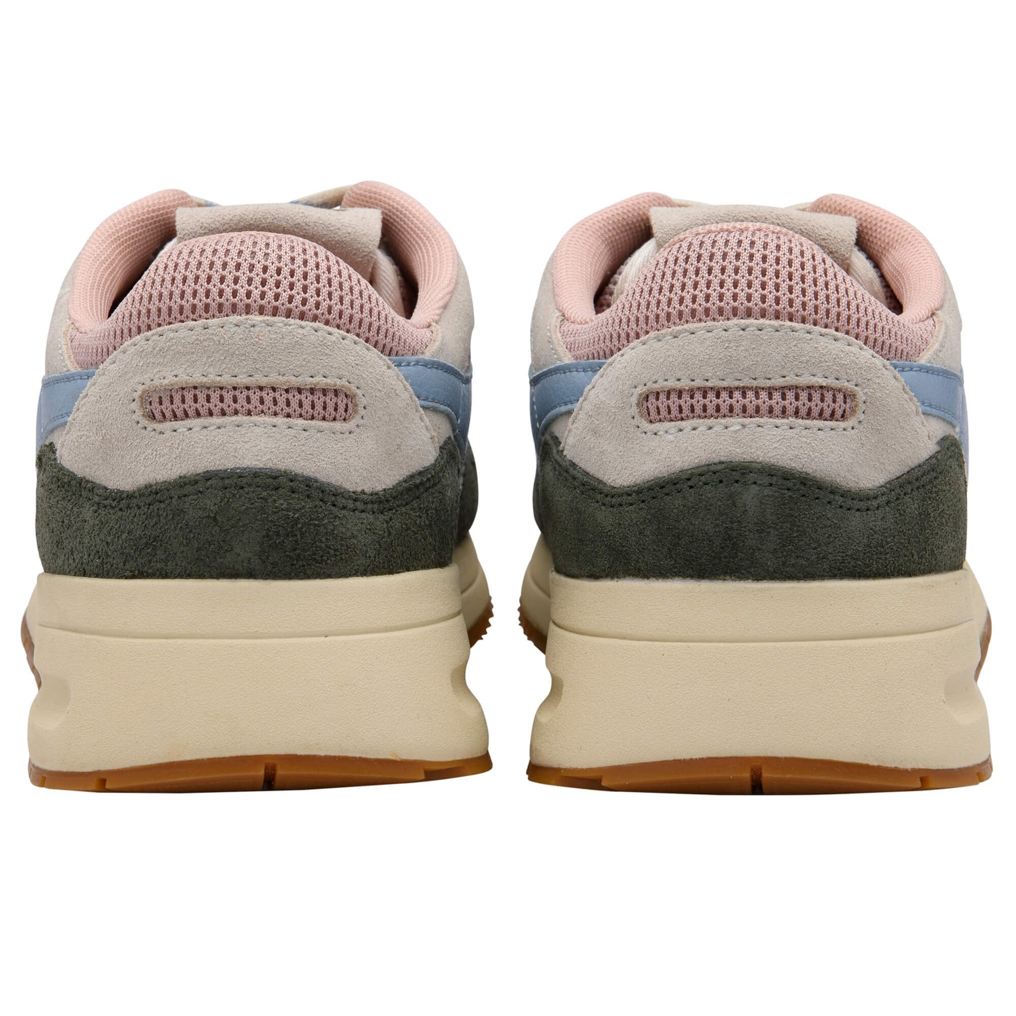 Pair of Gola trainers shown from the back on a white background