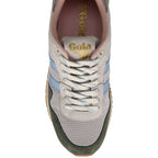 Gola trainer with blue stripes on a white background