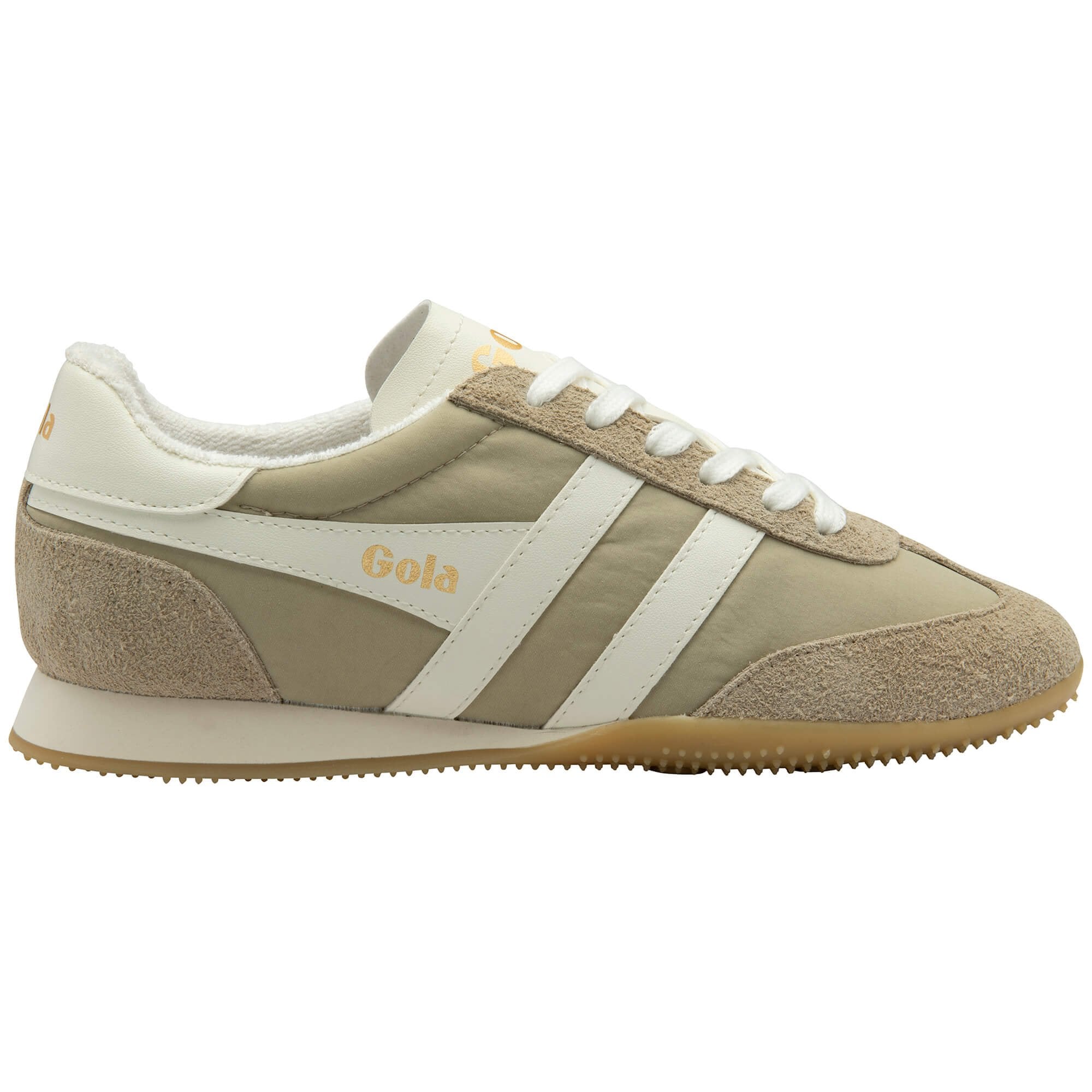 Gola trainer in beige with white stripes and laces