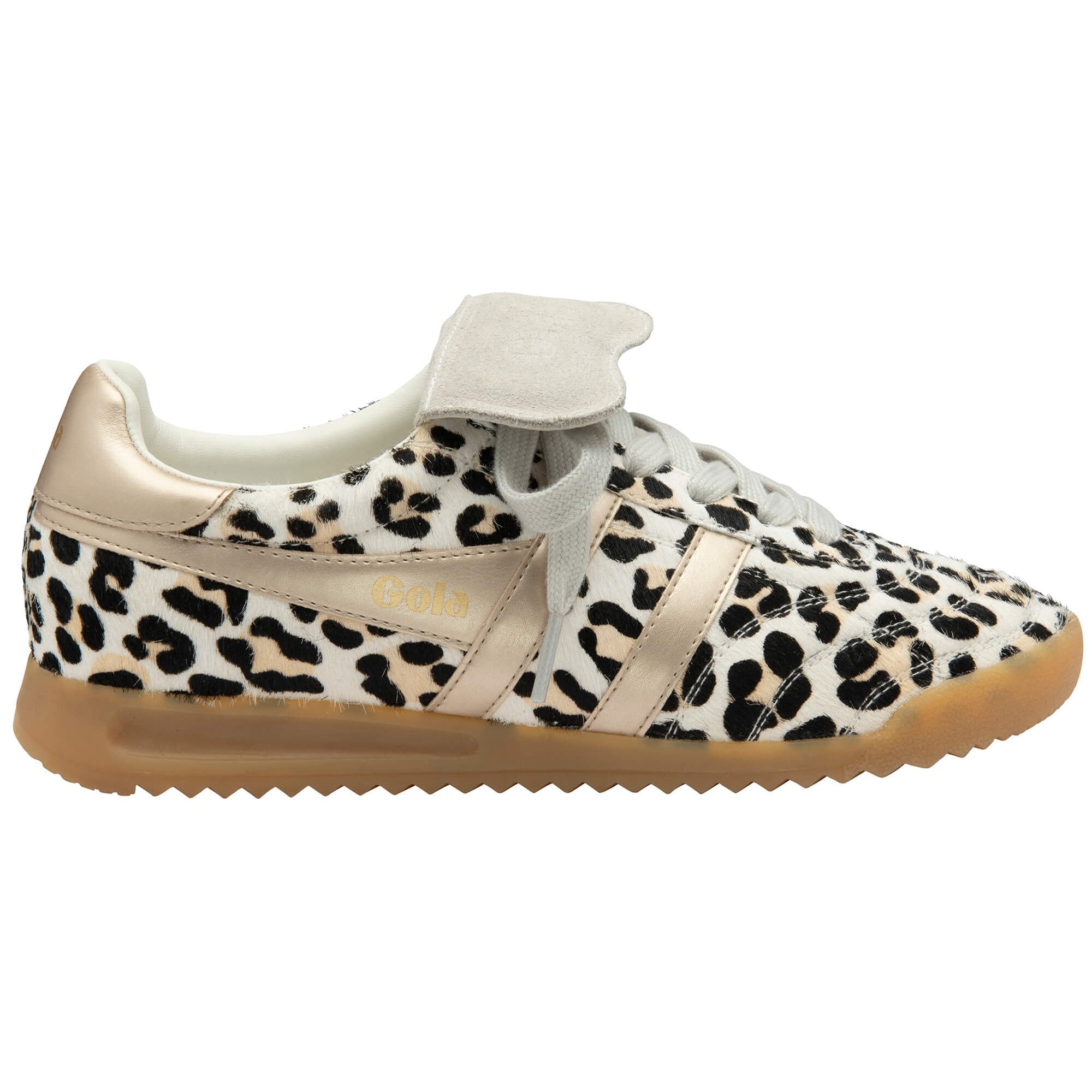 Trainer with leopard print pattern on a white background