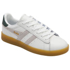 White trainer with brown sole on a white background